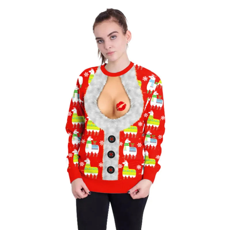 New listing Christmas Sweaters Stylish Unisex Men Women Santa Claus Ugly Christmas Sweater Novelty Sexy Retro crew-neck hoodie