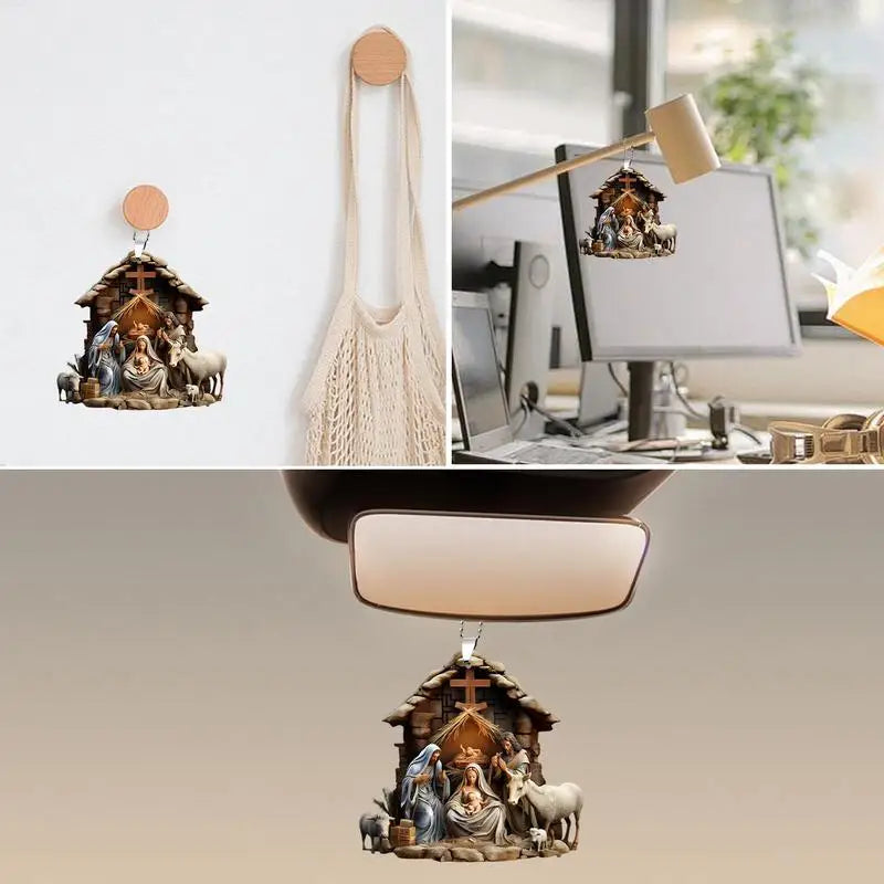 Nativity Scene Ornaments The Birth Of Jesus Decor Nativity Scene Christmas Tree Decoration Acrylic Nativity Scene Pendant Not 3D