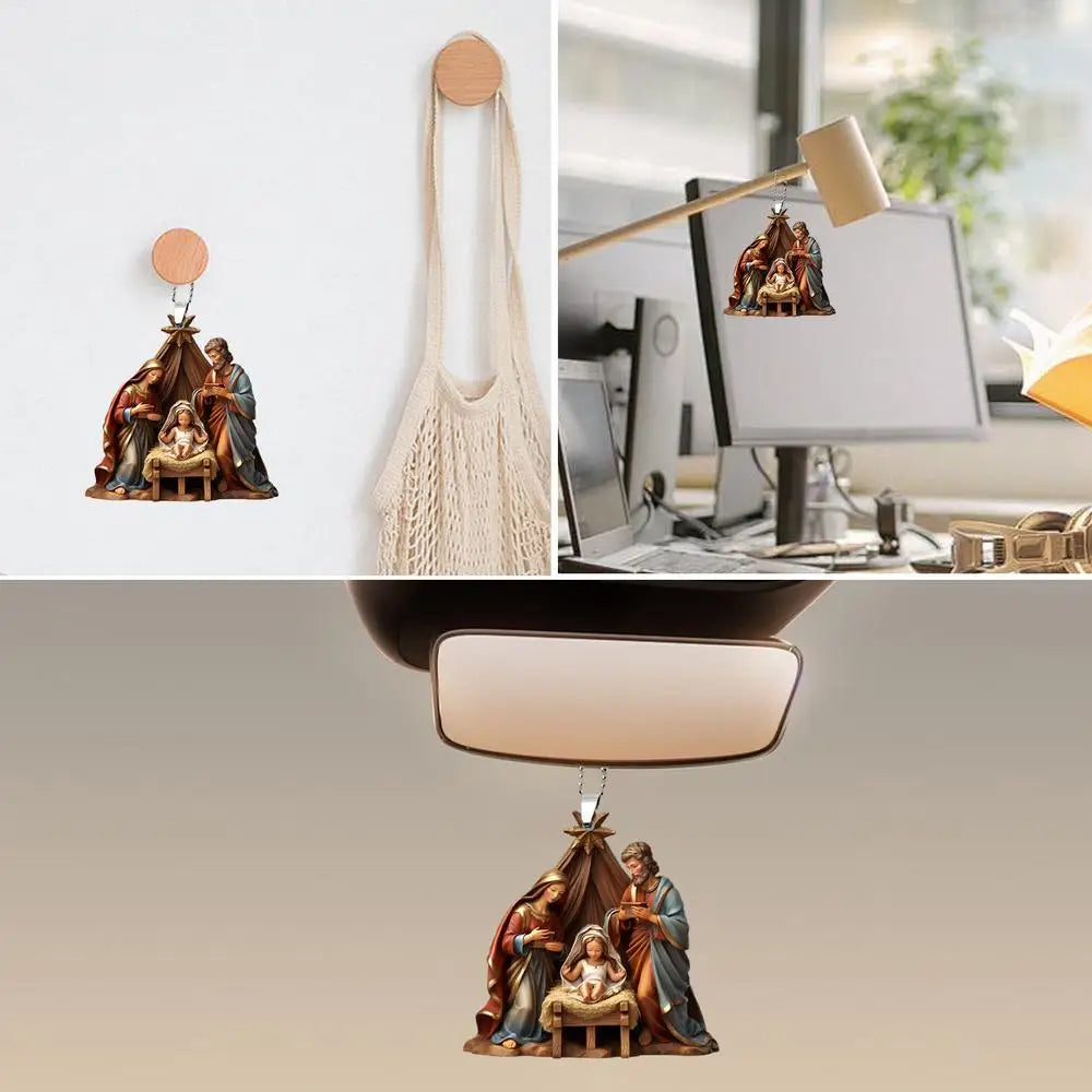 Nativity Scene Ornaments The Birth Of Jesus Decor Nativity Scene Christmas Tree Decoration Acrylic Nativity Scene Pendant Not 3D