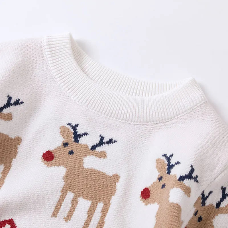 Christmas Print Sweater Boys Girls Knit Pullover Cotton Clothes Autumn Winter Xmas Kids Slouchy Soft Wool Clothing Knitwear