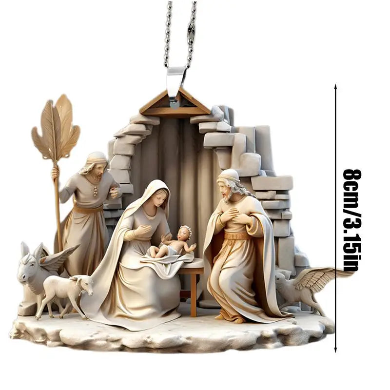 Nativity Scene Ornaments The Birth Of Jesus Decor Nativity Scene Christmas Tree Decoration Acrylic Nativity Scene Pendant Not 3D