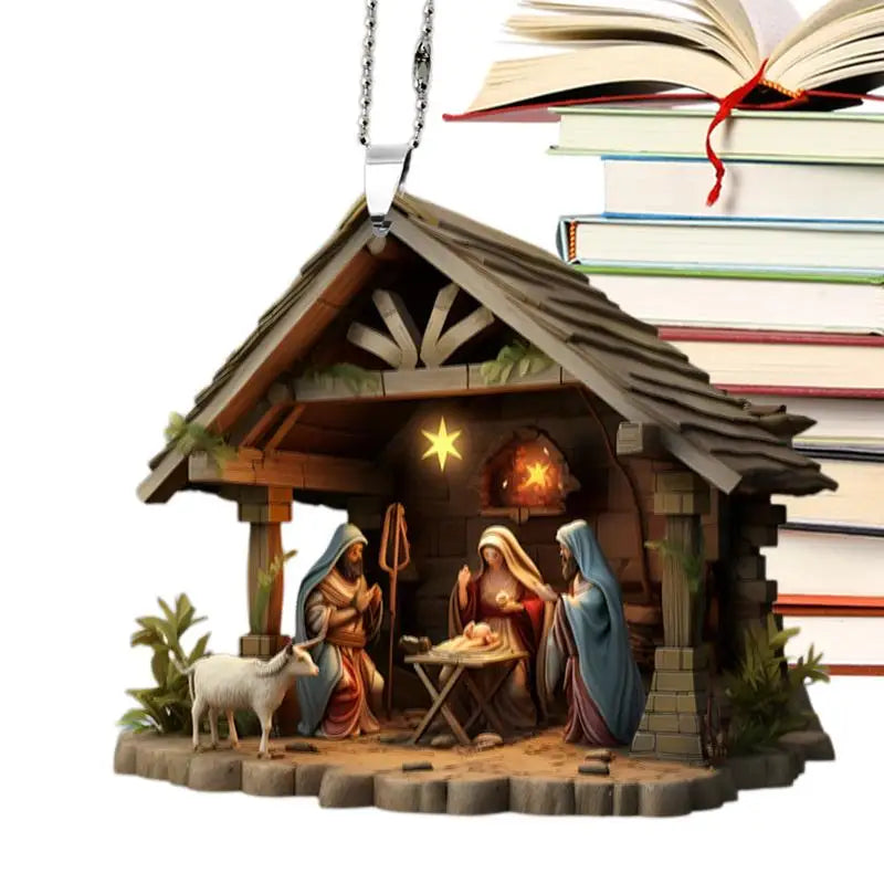Nativity Scene Ornaments The Birth Of Jesus Decor Nativity Scene Christmas Tree Decoration Acrylic Nativity Scene Pendant Not 3D