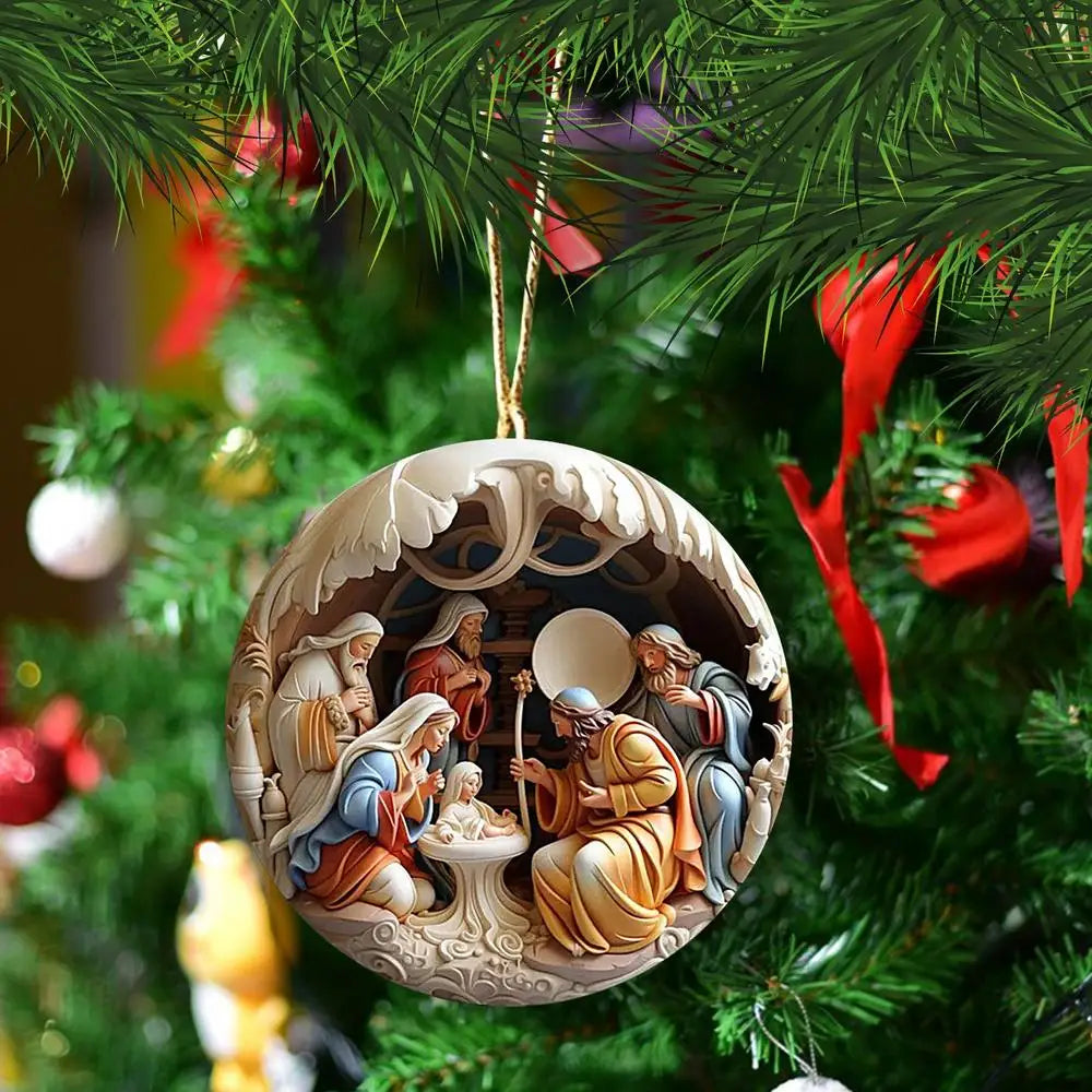 Nativity Keepsake Religious Ornament Creative Jesus Family Scene Christmas Tree Hanging Ornaments For Tree Pendant Decoration