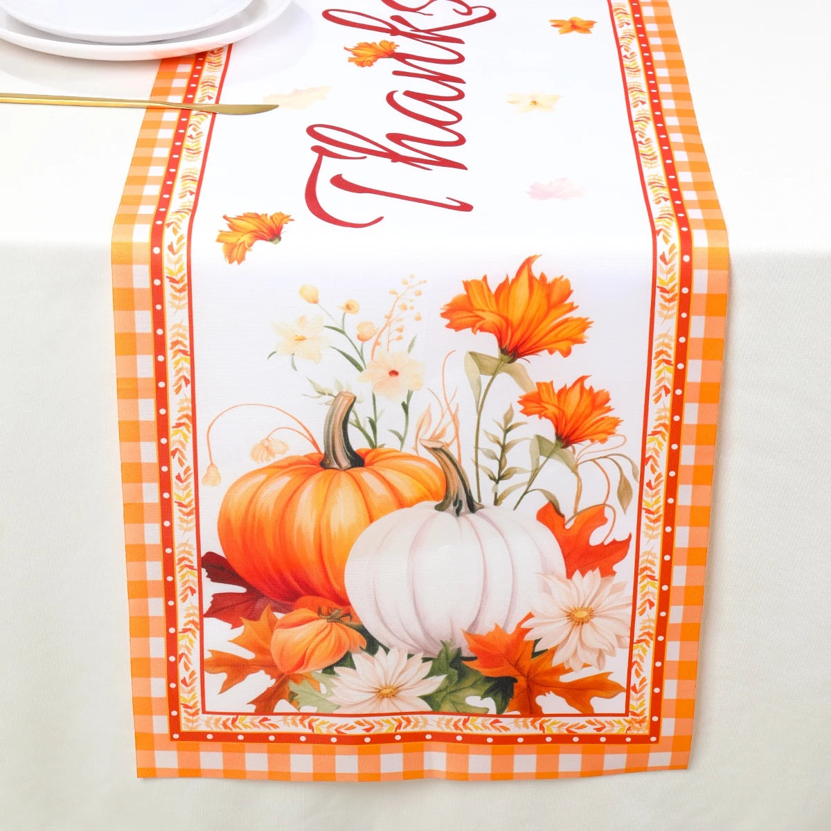 Thanksgiving Day Pumpkin Maple Leaf Table Covers