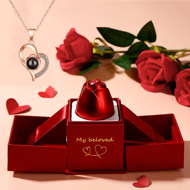 Rose Jewelry Box for Necklace Pendant