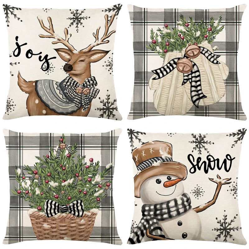 Linen Christmas Pillow Cover