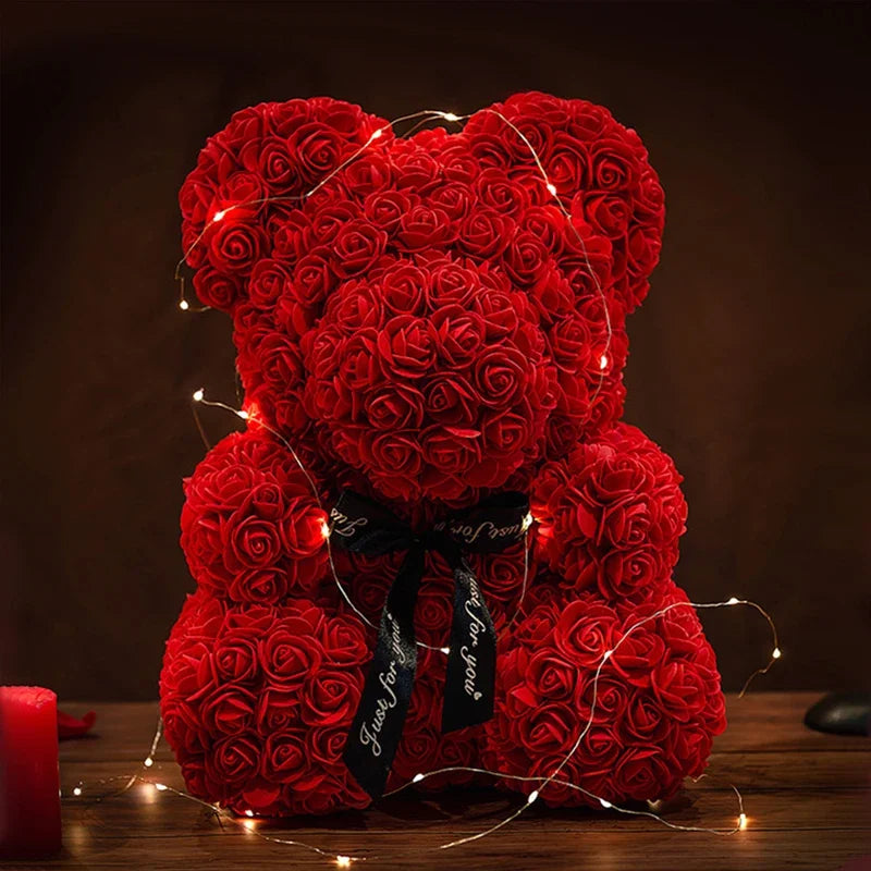 Artificial Flowers Rose Bear With LED Light Gift Box