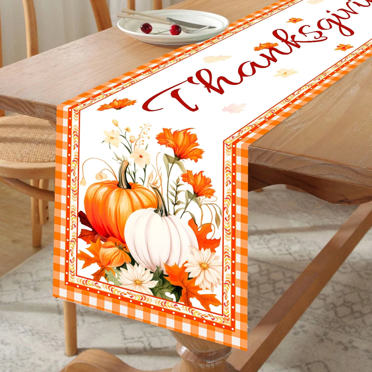 Thanksgiving Day Pumpkin Maple Leaf Table Covers