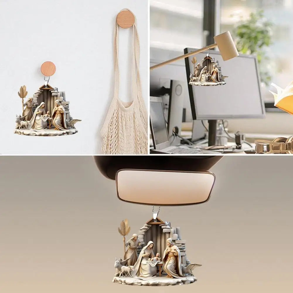Nativity Scene Ornaments The Birth Of Jesus Decor Nativity Scene Christmas Tree Decoration Acrylic Nativity Scene Pendant Not 3D