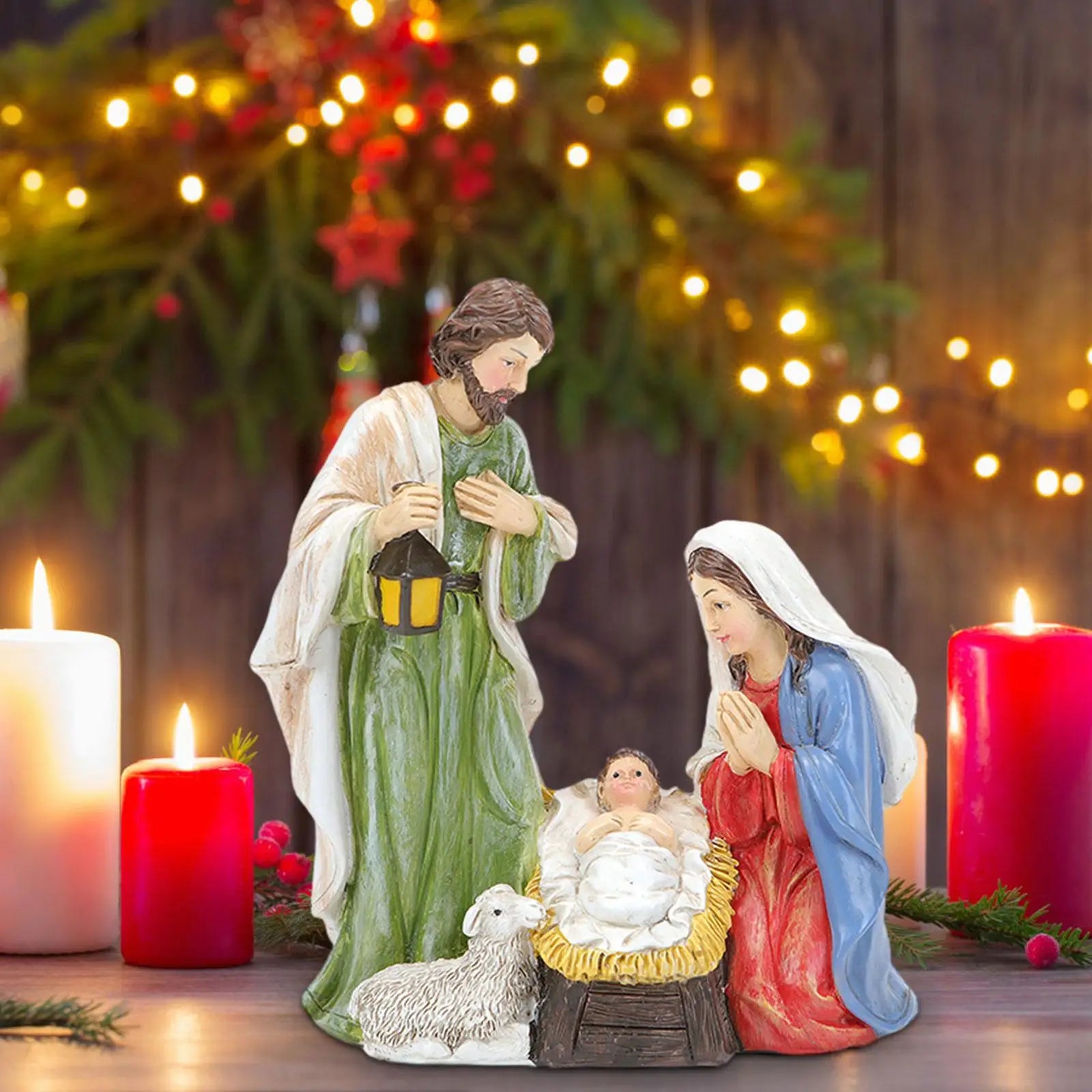 Christmas Nativity Scene Figurines Religious Gift Easter Display Ornament Table Centerpiece Jesus Birth Decoration Decors