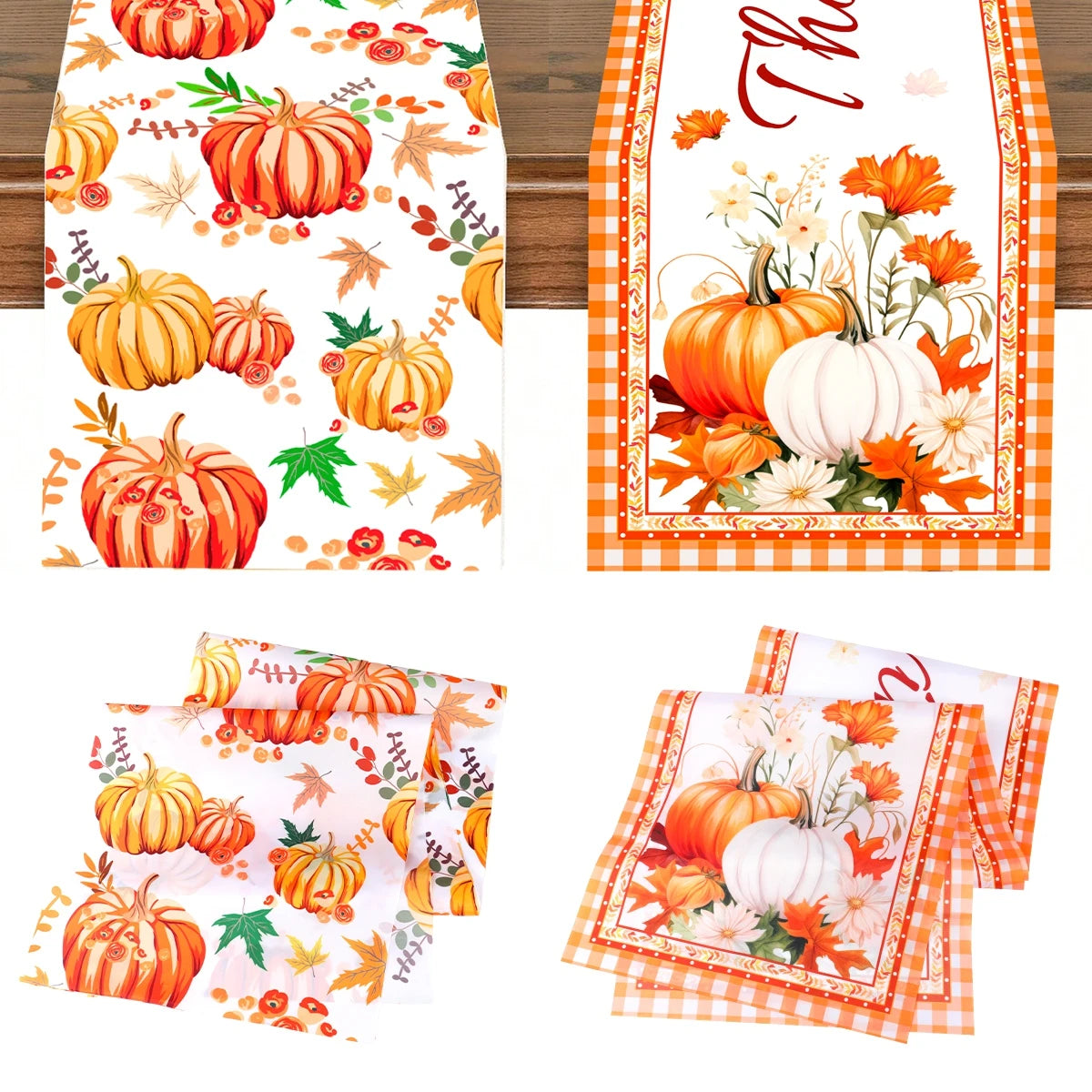 Thanksgiving Day Pumpkin Maple Leaf Table Covers