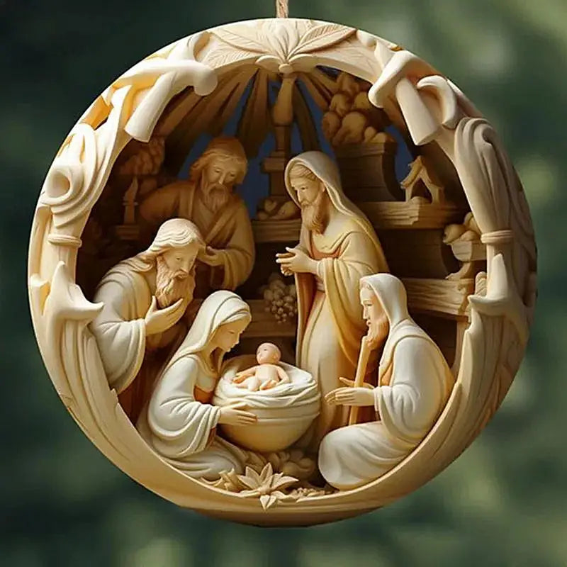 Nativity Keepsake Religious Ornament Creative Jesus Family Scene Christmas Tree Hanging Ornaments For Tree Pendant Decoration