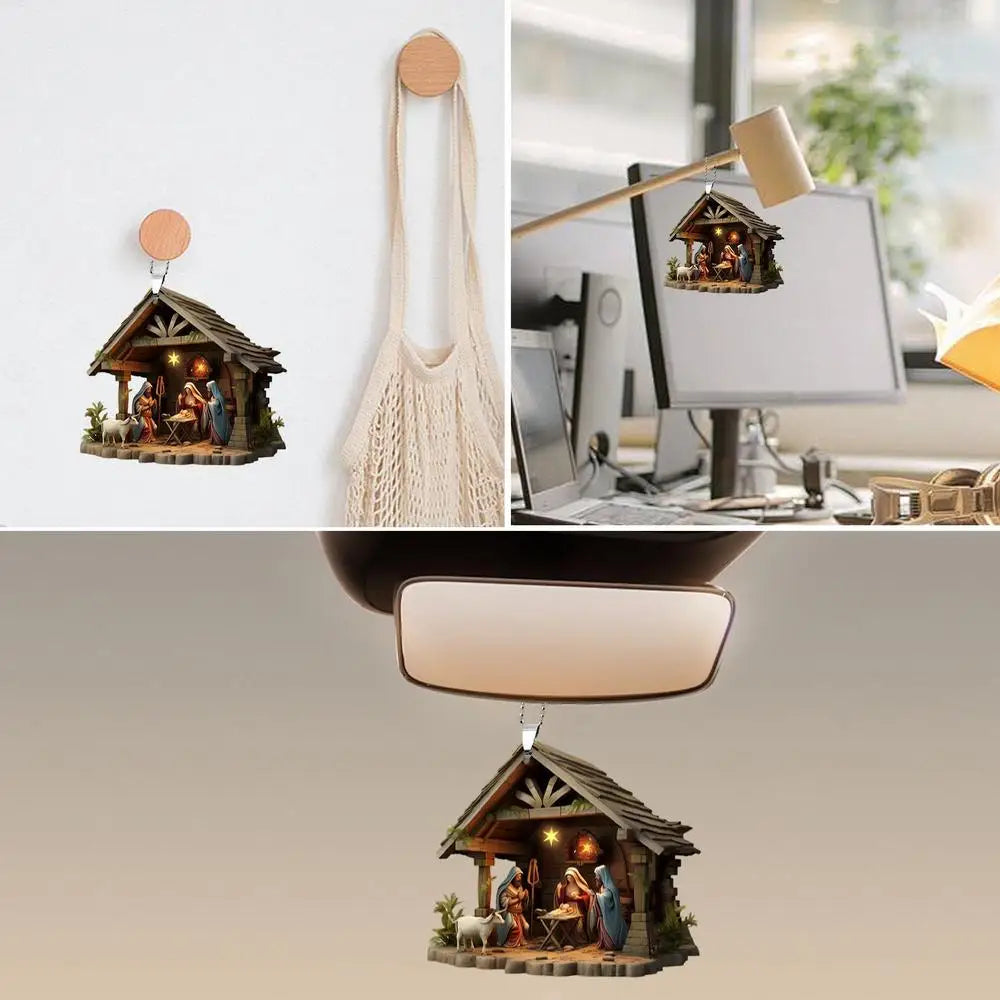 Nativity Scene Ornaments The Birth Of Jesus Decor Nativity Scene Christmas Tree Decoration Acrylic Nativity Scene Pendant Not 3D