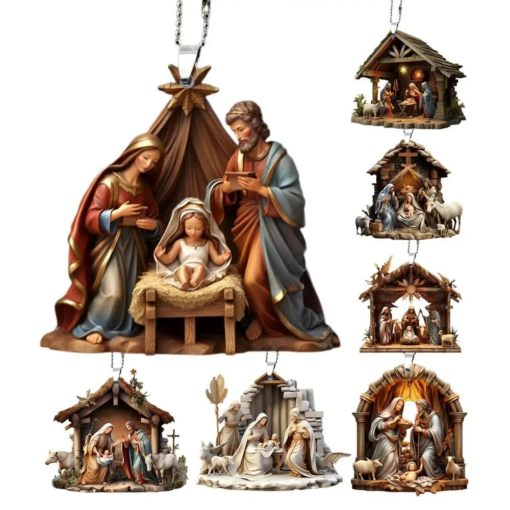 Christmas Nativity Scene Ornaments Nativity Scene Christmas Tree Decoration Nativity Scene Christmas Tree Decoration Acrylic 2D