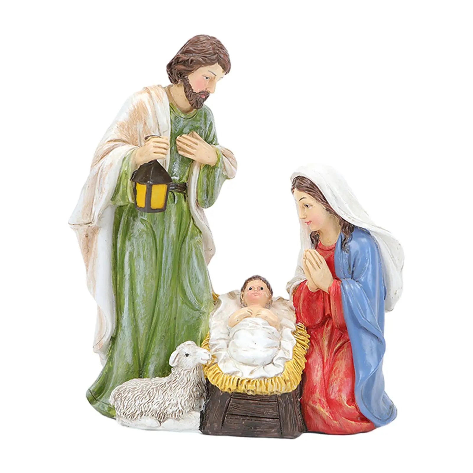 Christmas Nativity Scene Figurines Religious Gift Easter Display Ornament Table Centerpiece Jesus Birth Decoration Decors