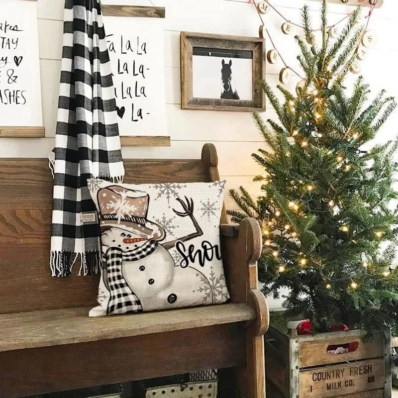 Linen Christmas Pillow Cover