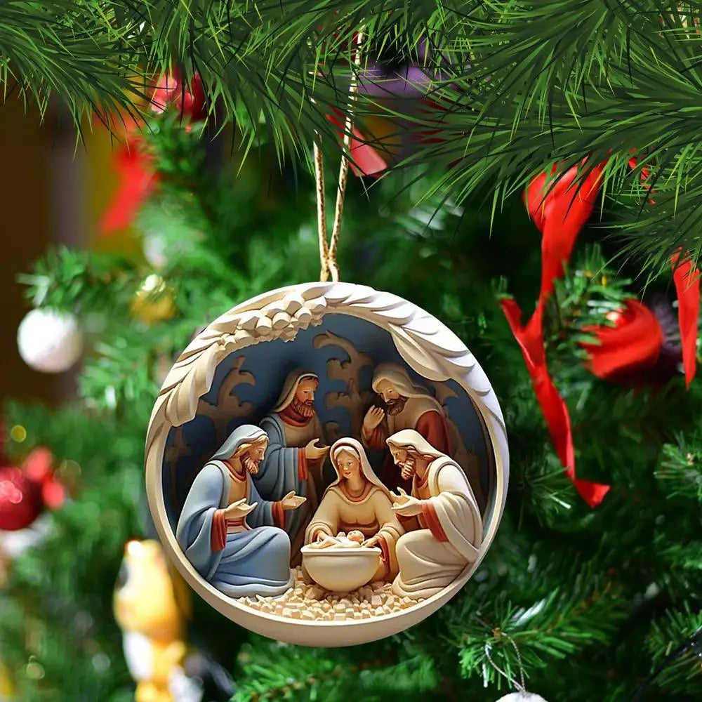 Nativity Keepsake Religious Ornament Creative Jesus Family Scene Christmas Tree Hanging Ornaments For Tree Pendant Decoration