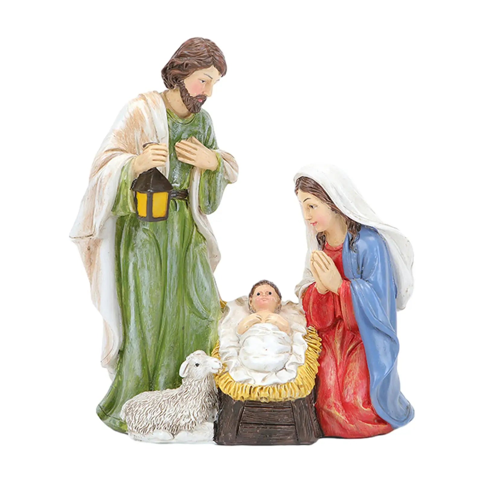 Christmas Nativity Scene Figurines Religious Gift Easter Display Ornament Table Centerpiece Jesus Birth Decoration Decors