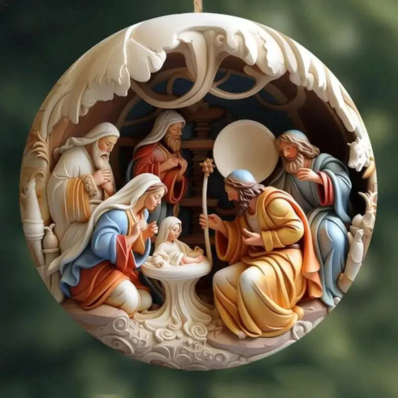 Nativity Keepsake Religious Ornament Creative Jesus Family Scene Christmas Tree Hanging Ornaments For Tree Pendant Decoration