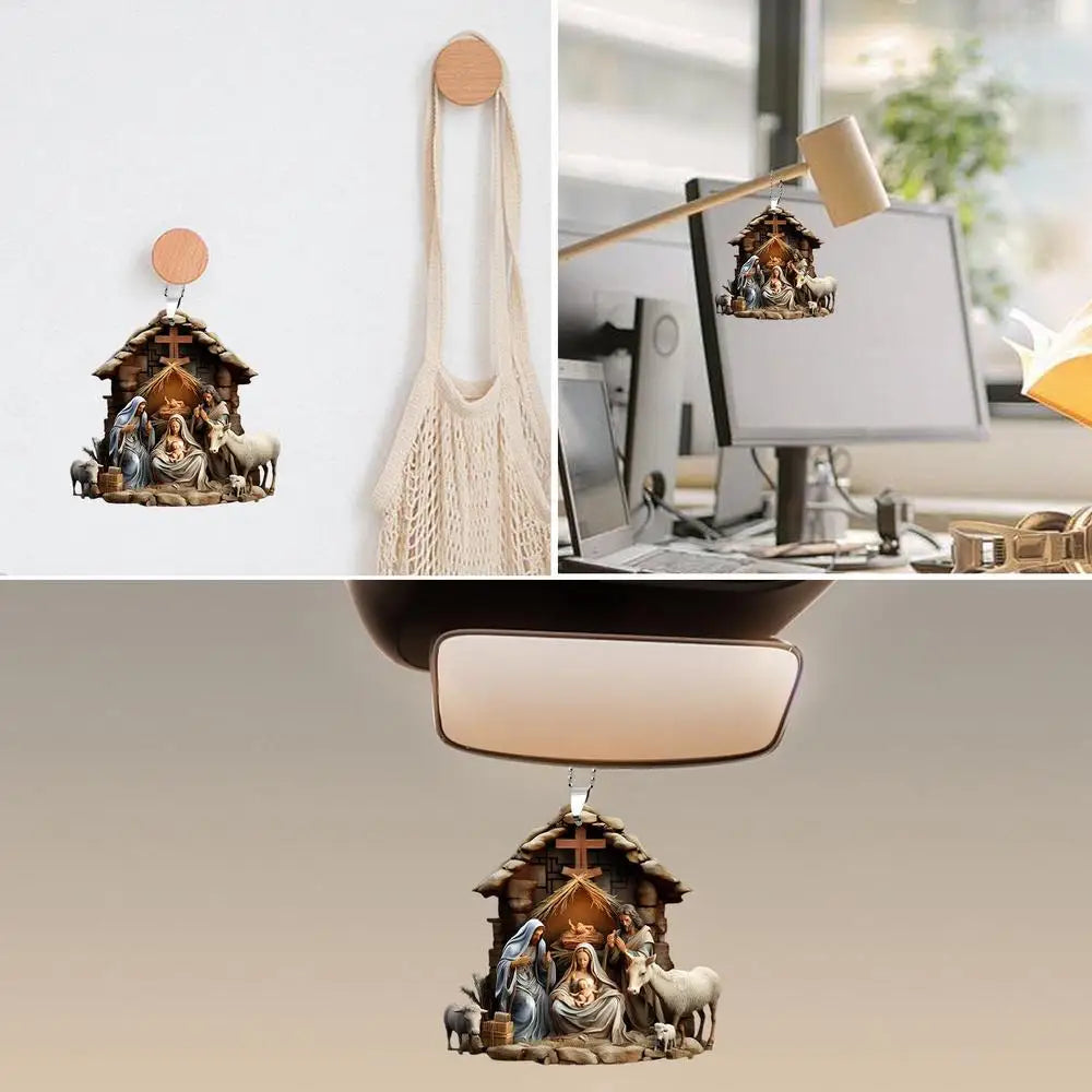 Nativity Scene Ornaments The Birth Of Jesus Decor Nativity Scene Christmas Tree Decoration Acrylic Nativity Scene Pendant Not 3D