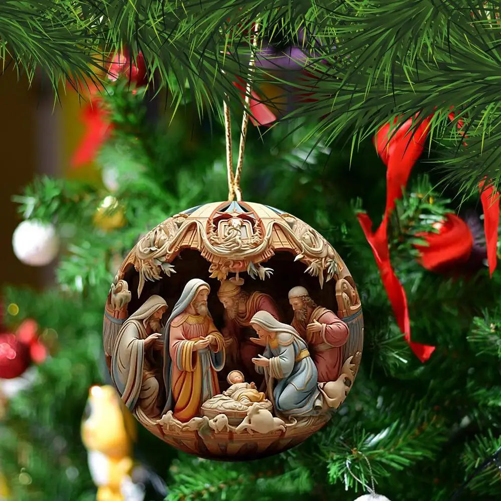 Nativity Keepsake Religious Ornament Creative Jesus Family Scene Christmas Tree Hanging Ornaments For Tree Pendant Decoration