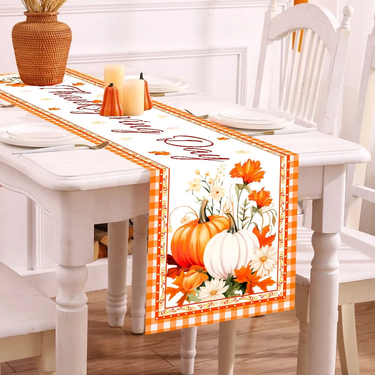 Thanksgiving Day Pumpkin Maple Leaf Table Covers