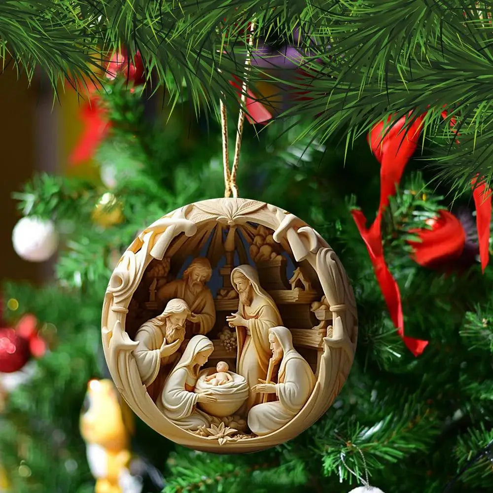 Nativity Keepsake Religious Ornament Creative Jesus Family Scene Christmas Tree Hanging Ornaments For Tree Pendant Decoration