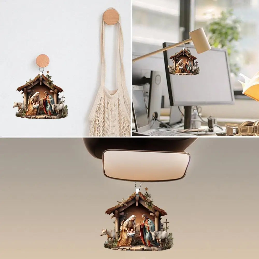 Nativity Scene Ornaments The Birth Of Jesus Decor Nativity Scene Christmas Tree Decoration Acrylic Nativity Scene Pendant Not 3D