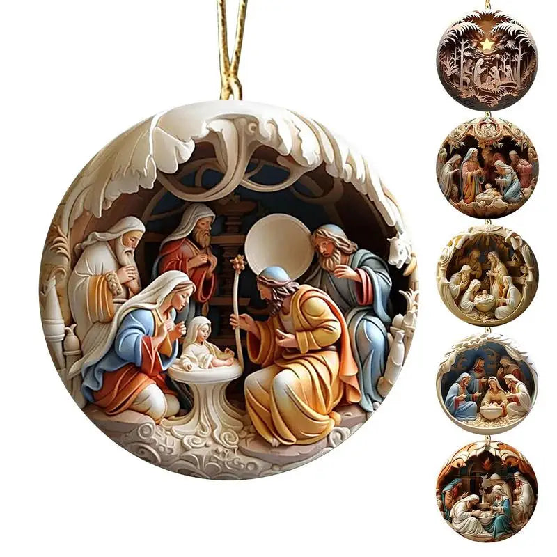 Nativity Keepsake Religious Ornament Creative Jesus Family Scene Christmas Tree Hanging Ornaments For Tree Pendant Decoration