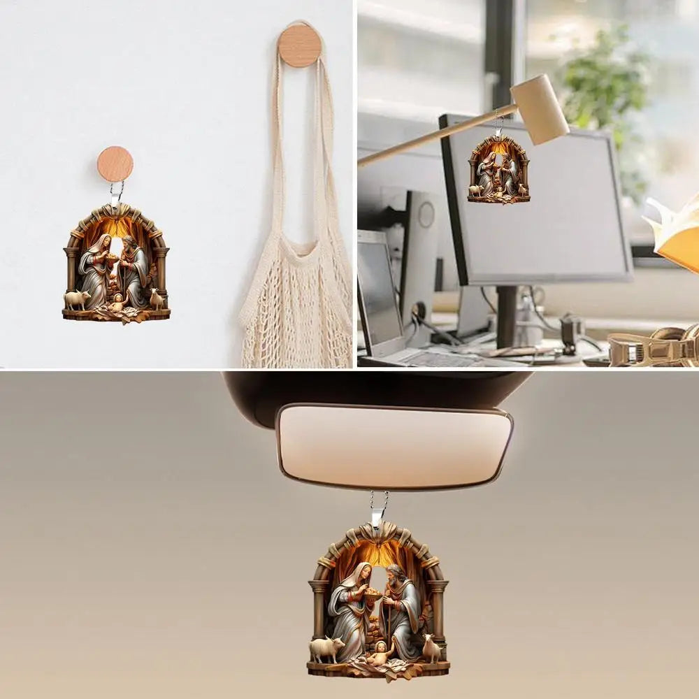 Nativity Scene Ornaments The Birth Of Jesus Decor Nativity Scene Christmas Tree Decoration Acrylic Nativity Scene Pendant Not 3D