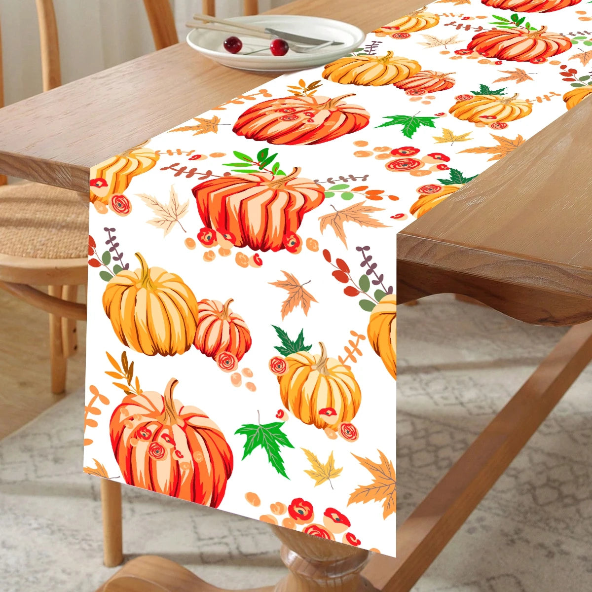 Thanksgiving Day Pumpkin Maple Leaf Table Covers