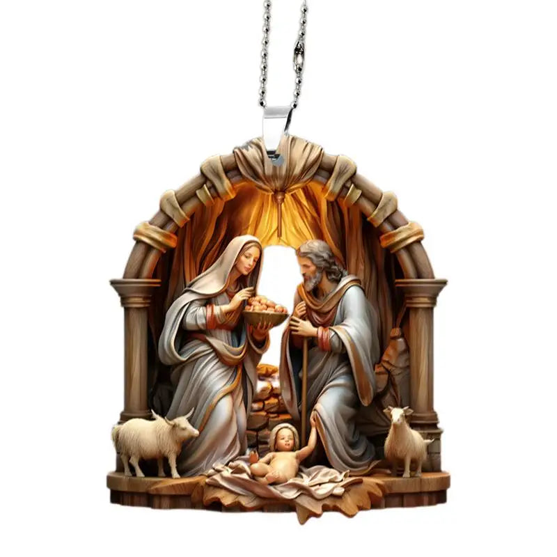 Nativity Scene Ornaments The Birth Of Jesus Decor Nativity Scene Christmas Tree Decoration Acrylic Nativity Scene Pendant Not 3D