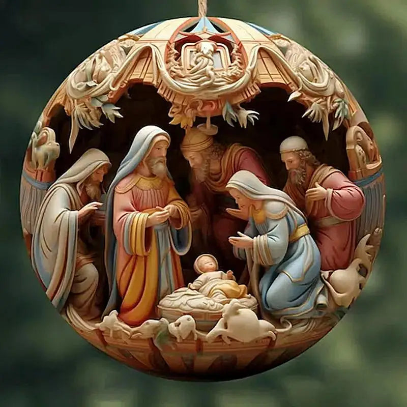 Nativity Keepsake Religious Ornament Creative Jesus Family Scene Christmas Tree Hanging Ornaments For Tree Pendant Decoration