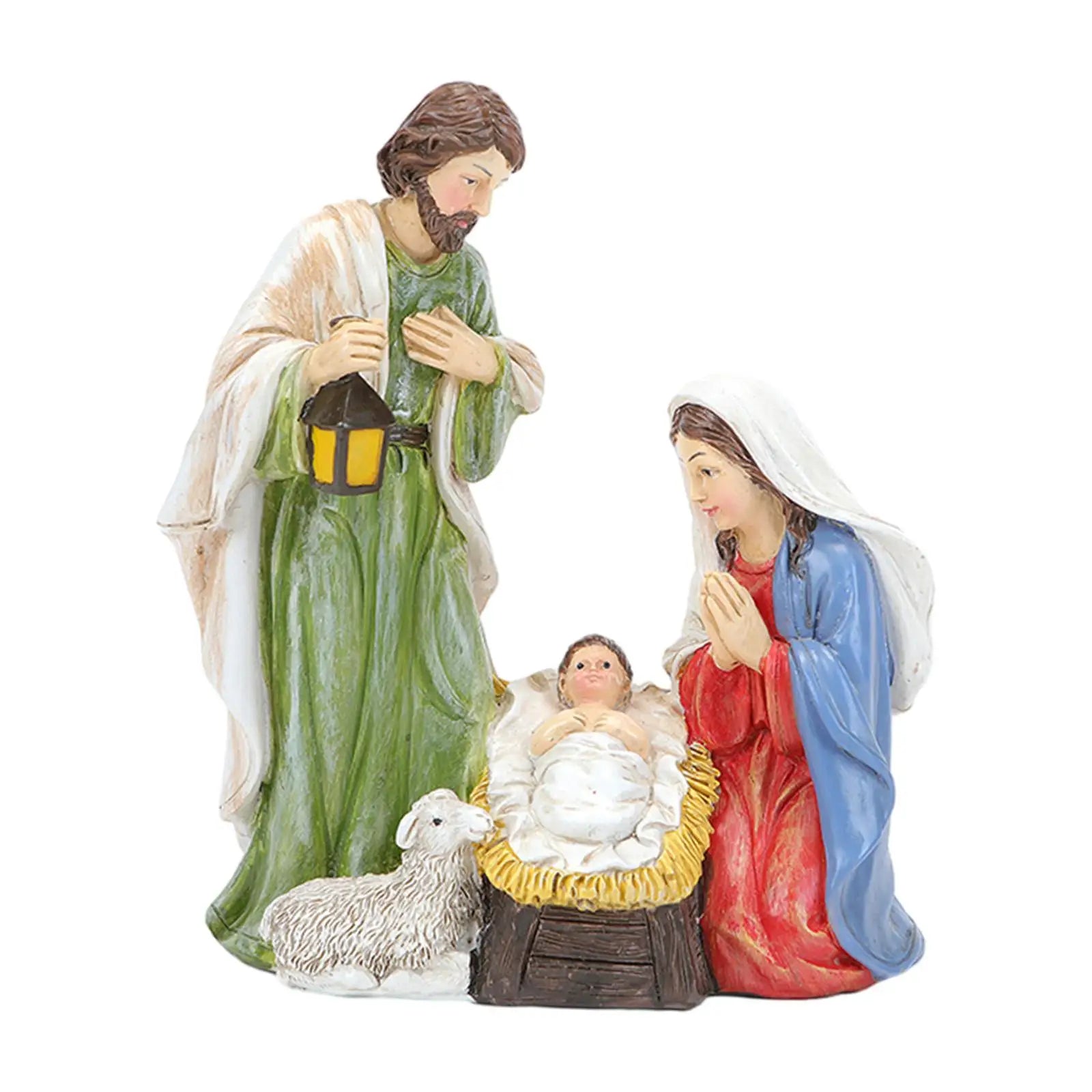 Christmas Nativity Scene Figurines Religious Gift Easter Display Ornament Table Centerpiece Jesus Birth Decoration Decors